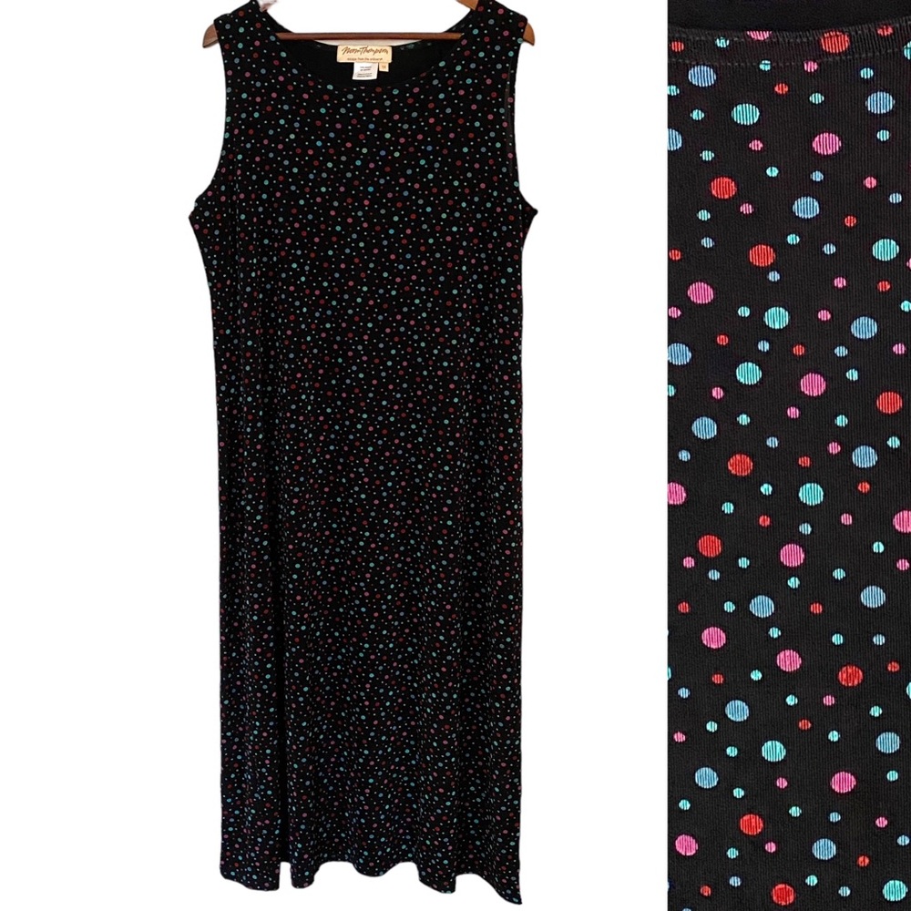 Vintage Norm Thompson Polka Dot Sleeveless Shift Maxi Dress Size 1X